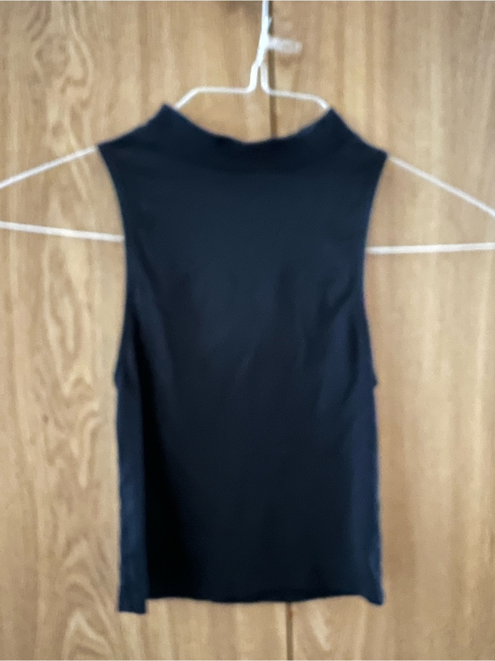 OM + AH Black Mock Neck Sleeveless Top